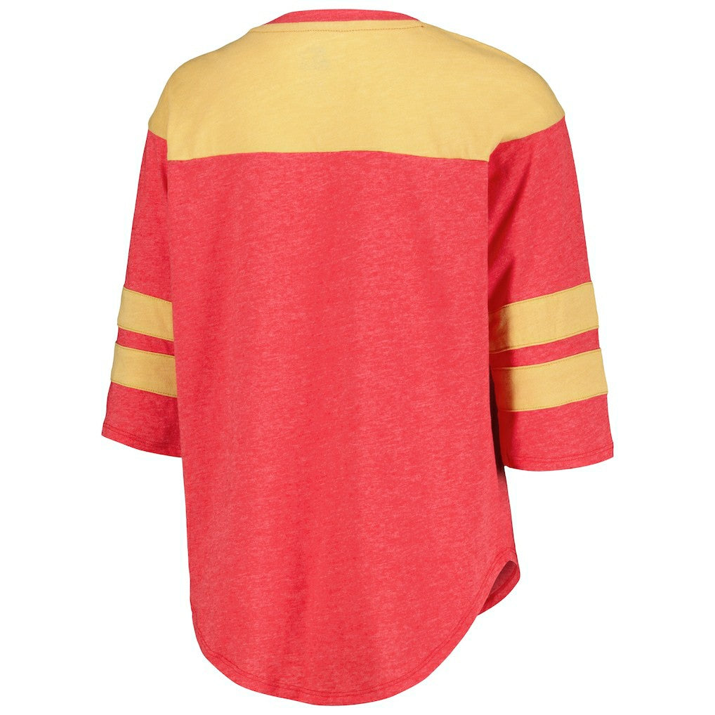 San Francisco 49ers Starter Women's Fullback Tri-Blend 3/4-Sleeve T-Shirt Scarlet - NFL