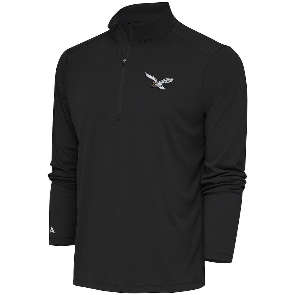 Philadelphia Eagles Antigua Throwback Logo Tribute Quarter-Zip Pullover Top Gray - NFL