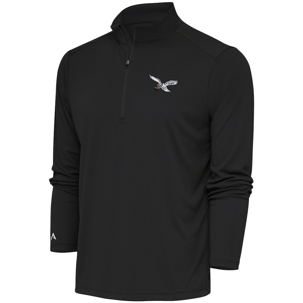 Philadelphia Eagles Antigua Throwback Logo Tribute Quarter-Zip Pullover Top Gray - NFL