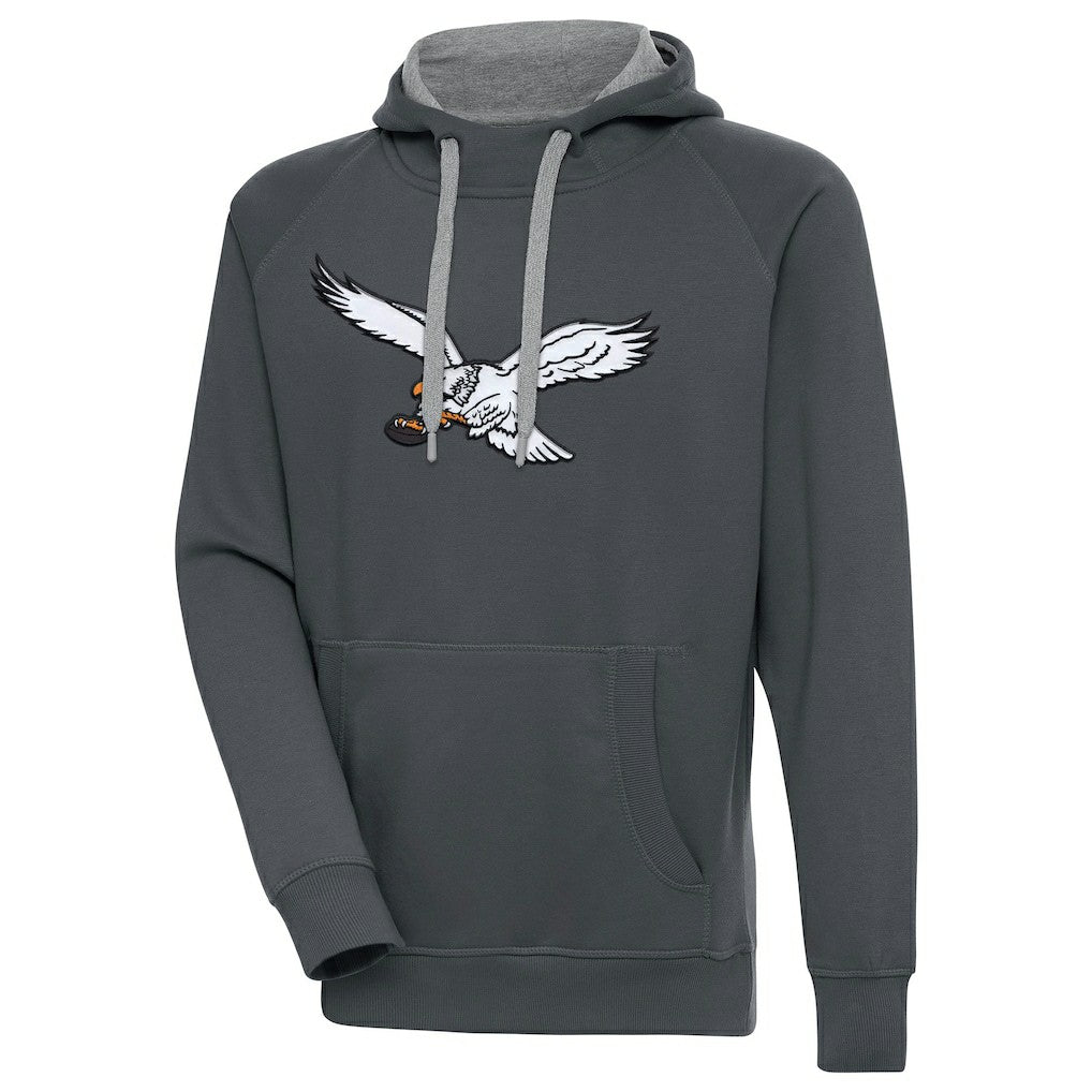 Philadelphia Eagles Antigua Throwback Logo Victory Pullover Sweatshirt Charcoal - NFL