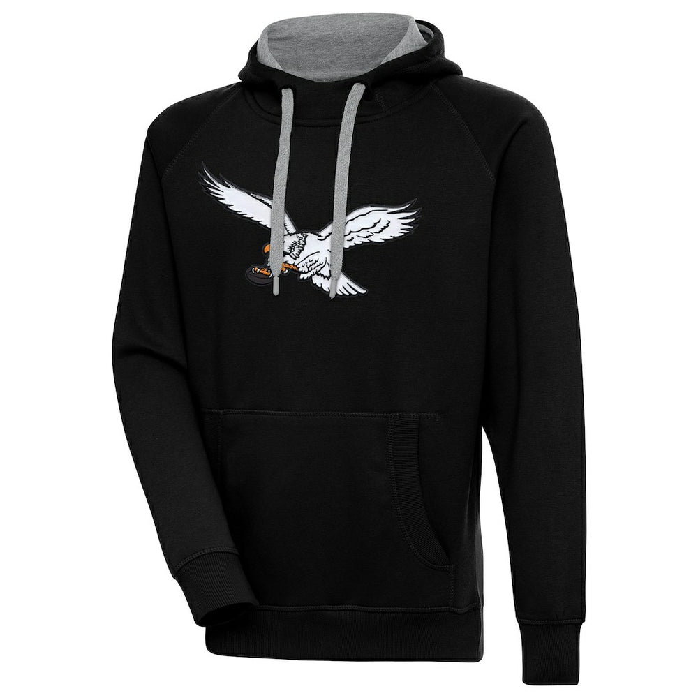 Philadelphia Eagles Antigua Throwback Logo Victory Pullover Hoodie Black - NFL