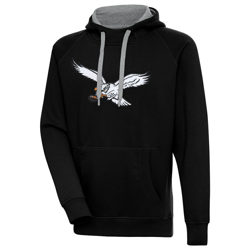 Philadelphia Eagles Antigua Throwback Logo Victory Pullover Hoodie Black - NFL