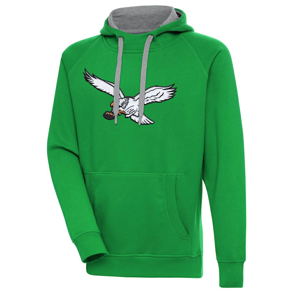 Philadelphia Eagles Antigua Throwback Logo Victory Pullover Hoodie Kelly Green - NFL