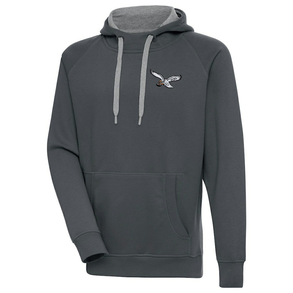 Philadelphia Eagles Antigua Throwback Logo Victory Pullover Hoodie Charcoal - NFL
