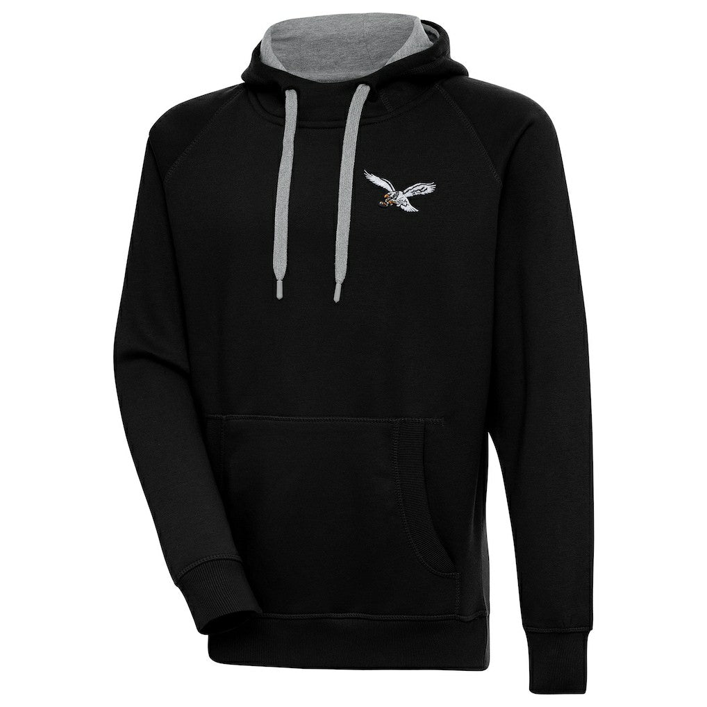 Philadelphia Eagles Antigua Throwback Logo Victory Pullover Hoodie Black - NFL