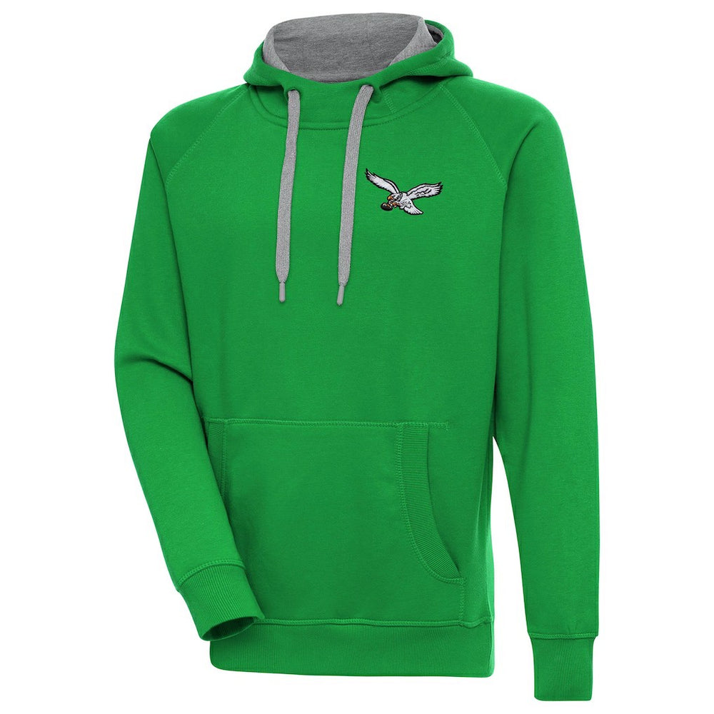 Philadelphia Eagles Antigua Throwback Logo Victory Pullover Hoodie Kelly Green - NFL