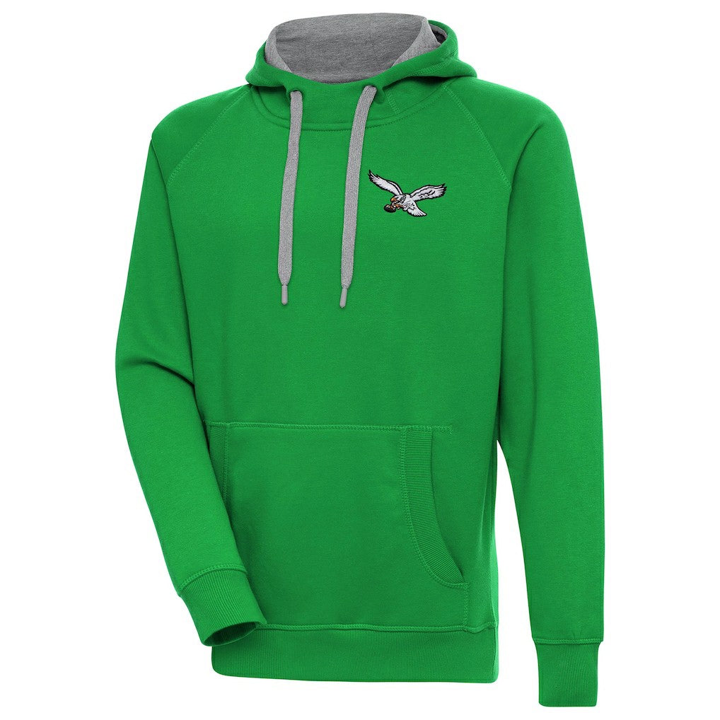 Philadelphia Eagles Antigua Throwback Logo Victory Pullover Hoodie Kelly Green - NFL