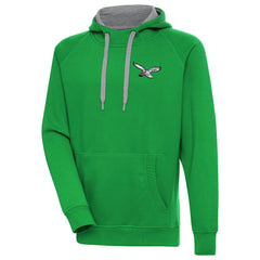 Philadelphia Eagles Antigua Throwback Logo Victory Pullover Hoodie Kelly Green - NFL