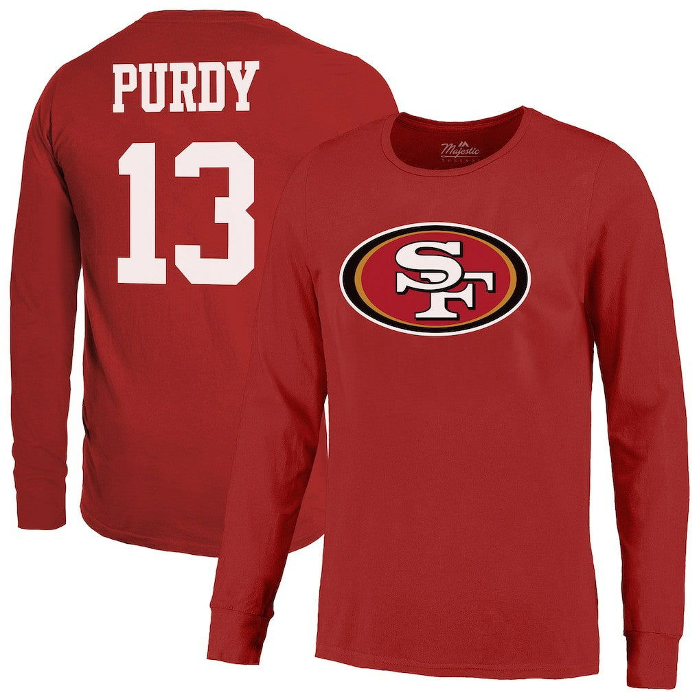 Brock Purdy San Francisco 49ers Majestic Threads Name & Number Long Sleeve T-Shirt Scarlet - NFL