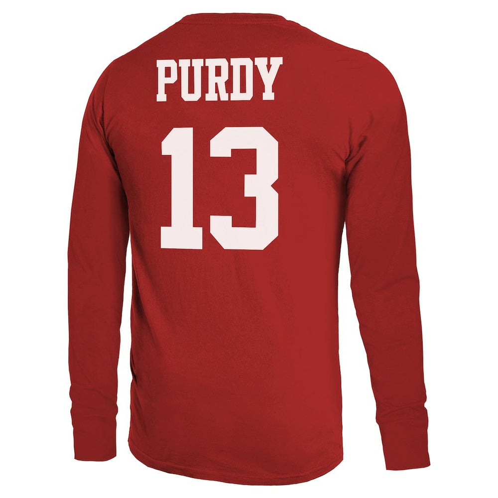 Brock Purdy San Francisco 49ers Majestic Threads Name & Number Long Sleeve T-Shirt Scarlet - NFL