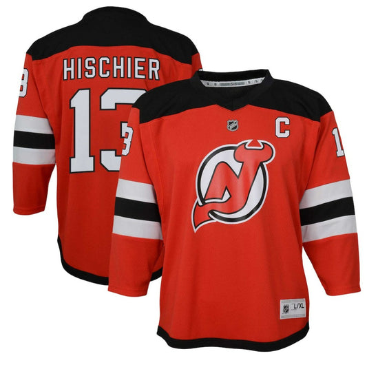 Nico Hischier New Jersey Devils Youth Captain Patch Home Replica Player Jersey - Red | NHL Jerseys