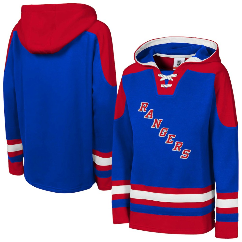 New York Rangers Youth Ageless Must Have Home V-Neck Pullover Hoodie Blue