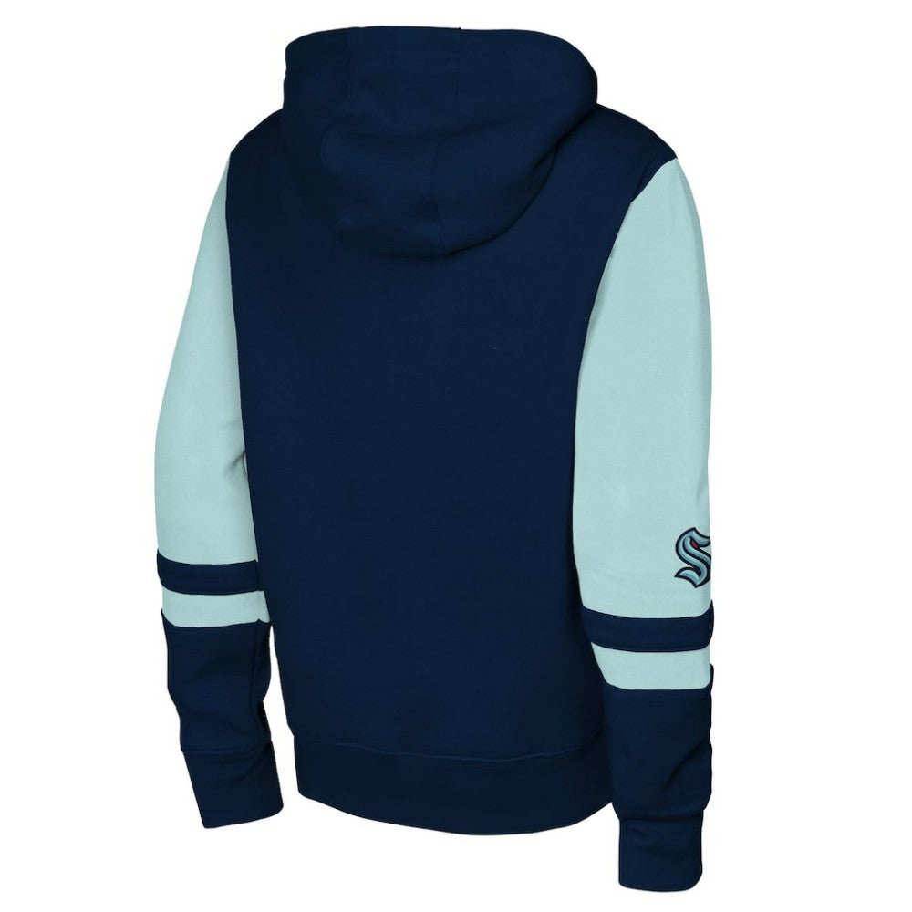 Seattle Kraken Youth Face Off Full-Zip Hoodie Navy