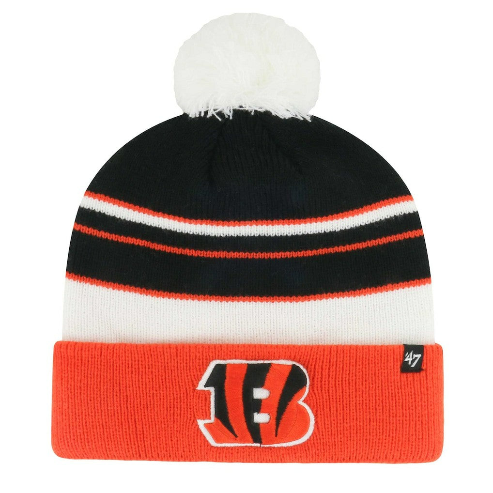 Cincinnati Bengals '47 Youth Peewee Cuffed Knit Hat with Pom Black/Orange - 47 brand