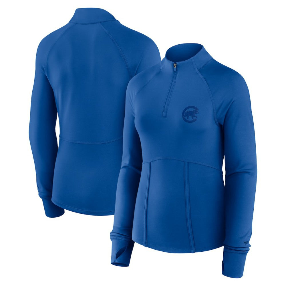 Chicago Cubs Fanatics Women's Elements Raglan Tri-Blend Quarter-Zip Top for sale