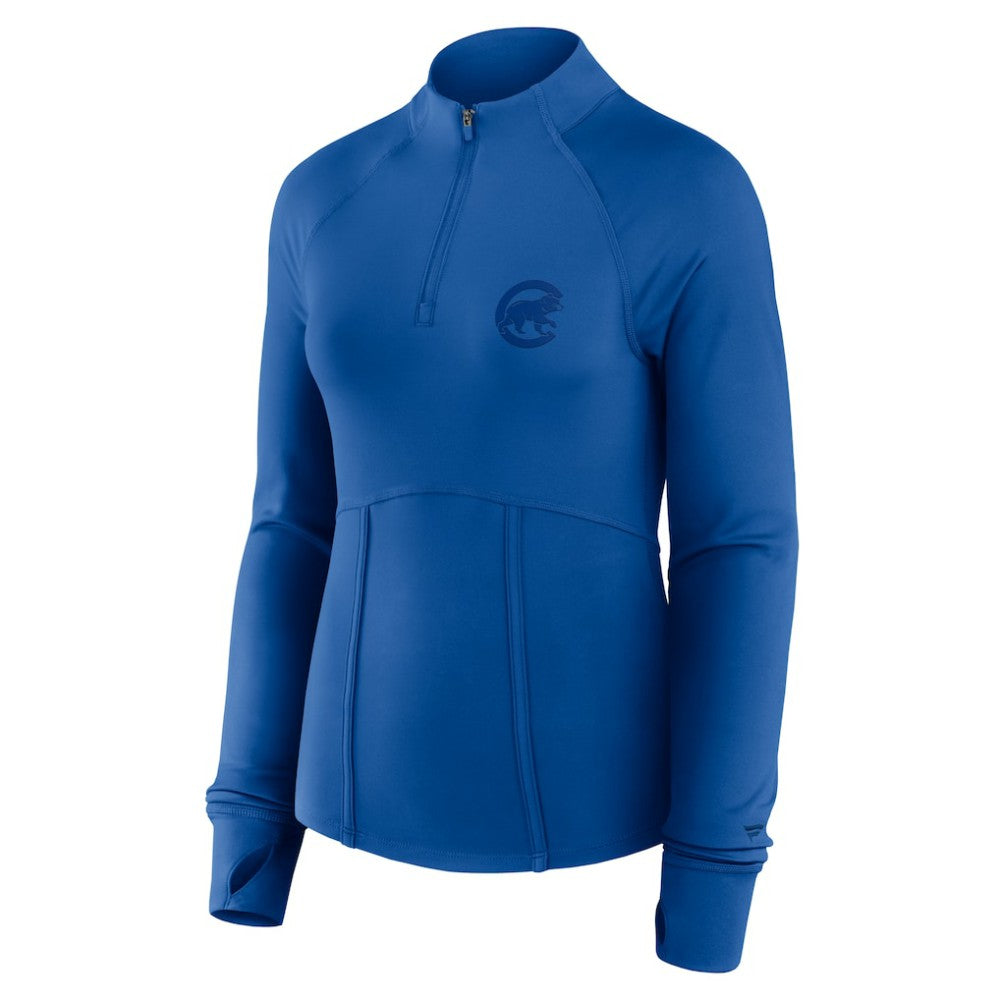 Chicago Cubs Fanatics Women's Elements Raglan Tri-Blend Quarter-Zip Top for sale