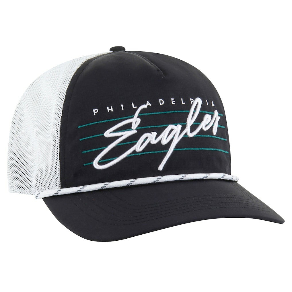Philadelphia Eagles '47 Downburst Relaxed Hitch Trucker Adjustable Hat Black/White - 47 brand