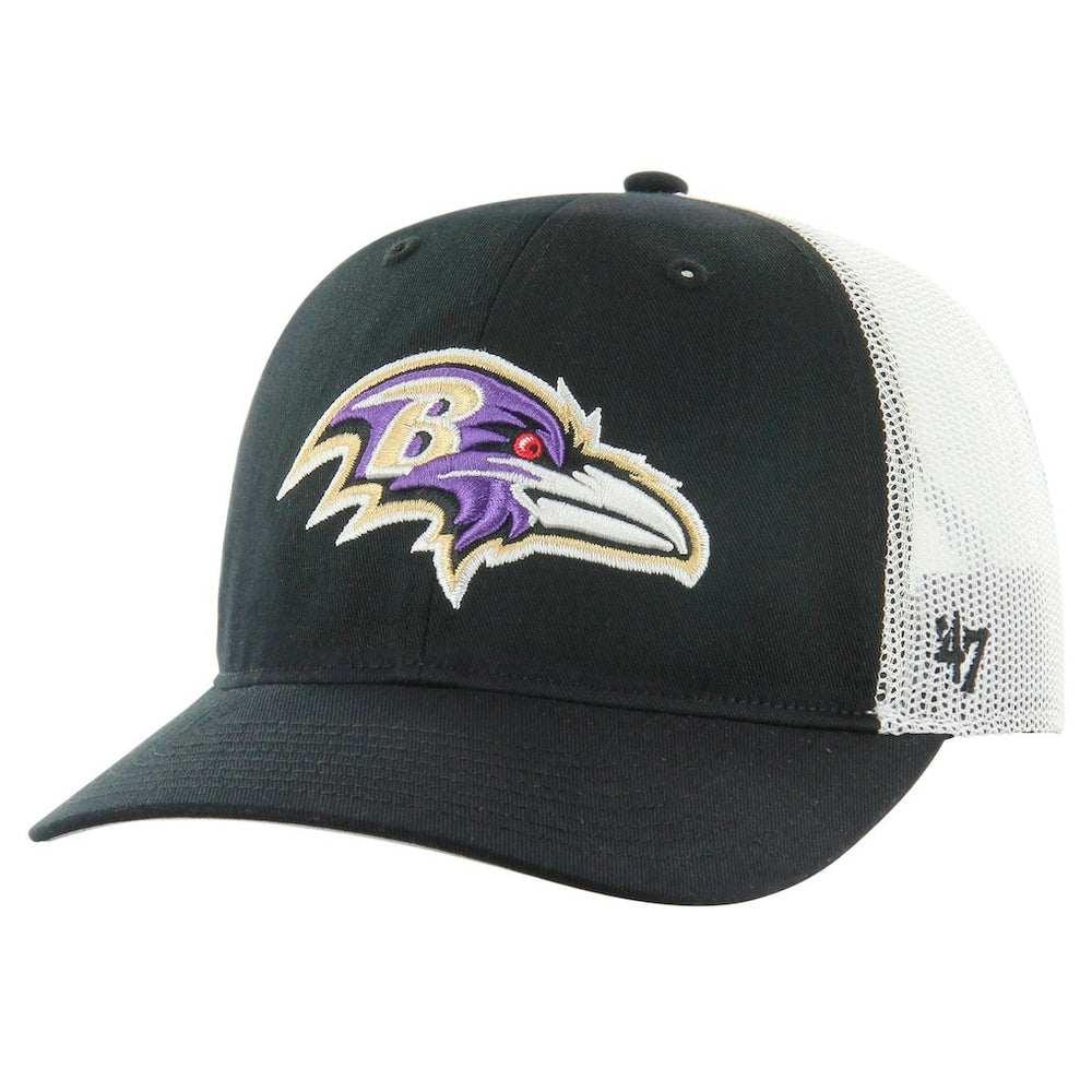 Baltimore Ravens '47 Team Unstructured Trucker Adjustable Hat Black/White - 47 brand