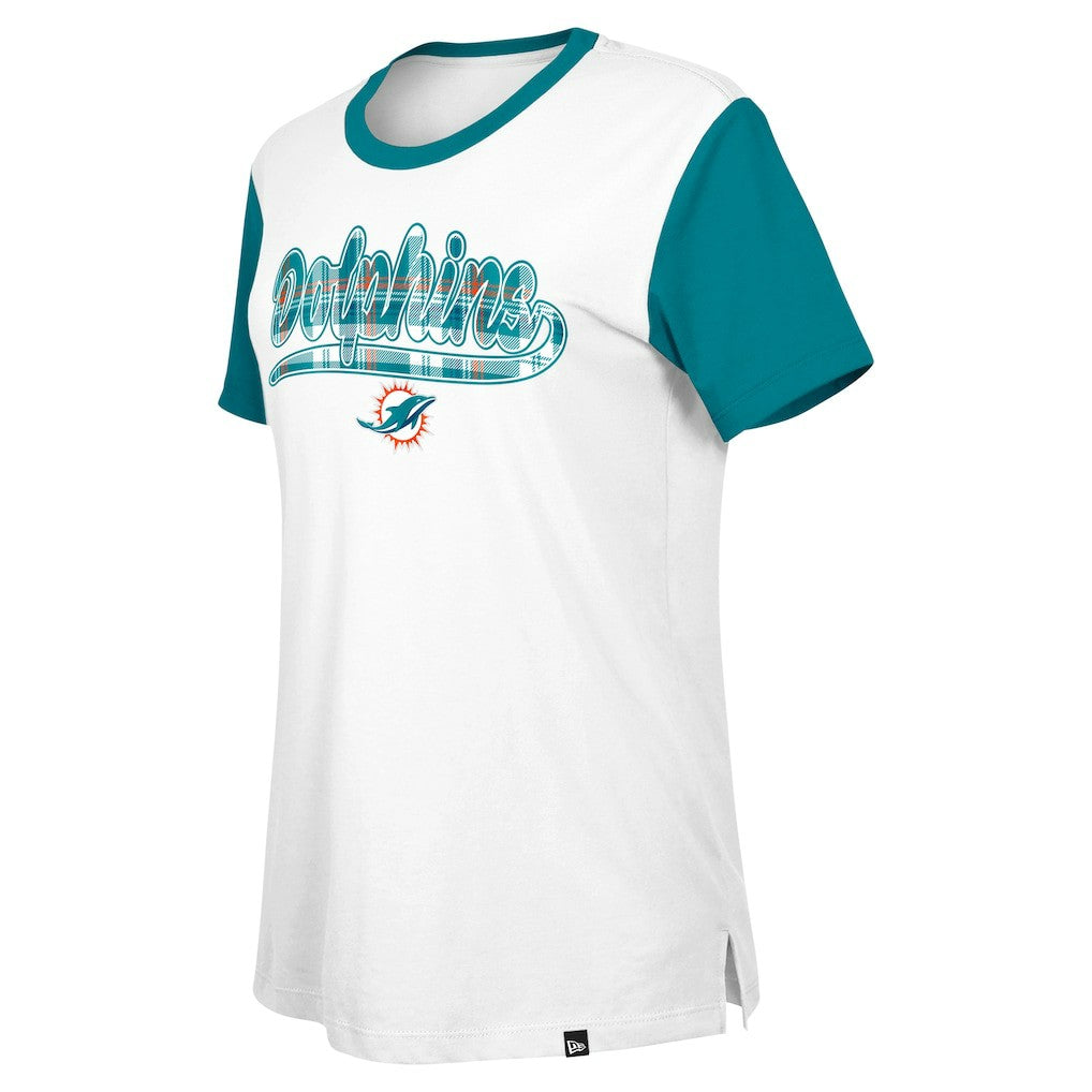 Miami Dolphins New Era Women's 3rd Down T-Shirt White/Aqua - NFL