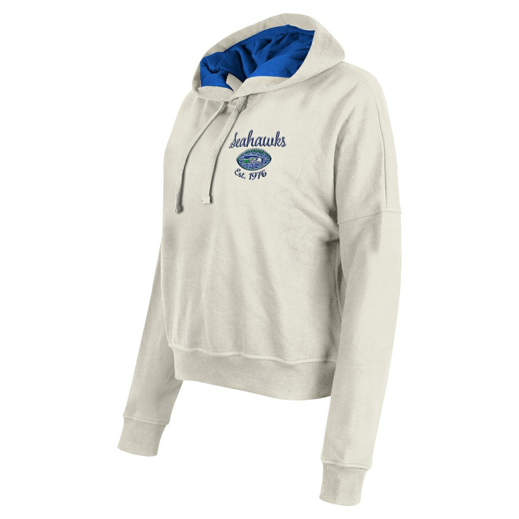 Seattle Seahawks New Era Women's 3rd Down Historic Pullover Hoodie Cream - NFL