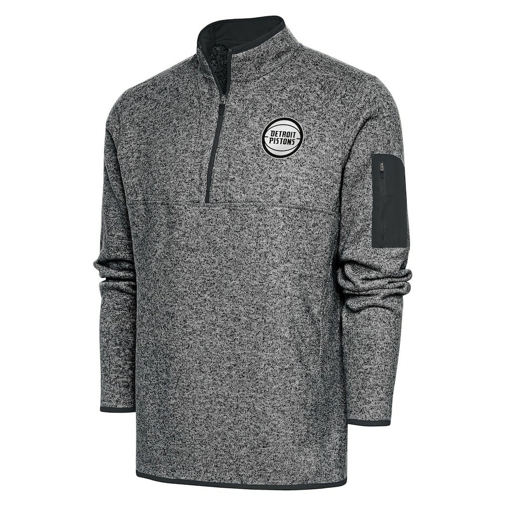 NBA - Detroit Pistons Antigua Fortune Big & Tall Quarter-Zip Pullover Jacket - Heather Charcoal