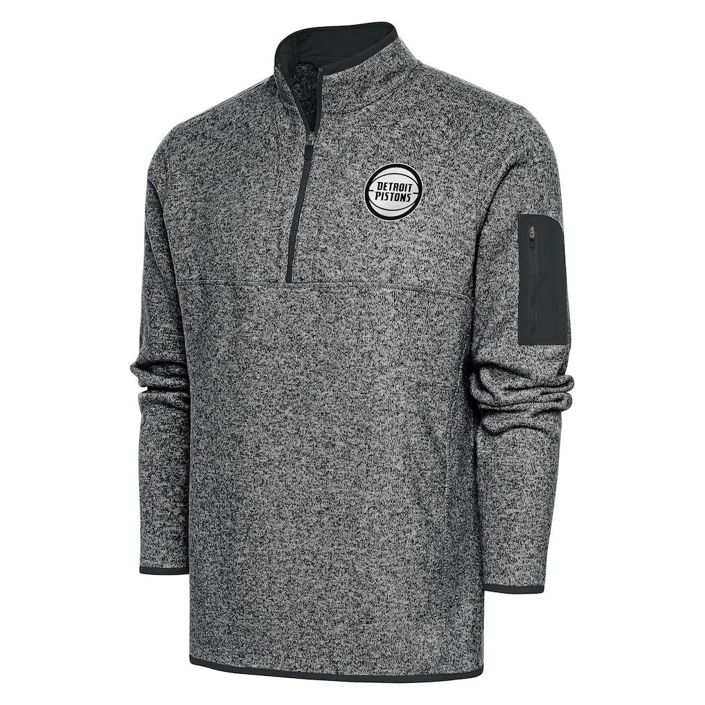 NBA - Detroit Pistons Antigua Fortune Big & Tall Quarter-Zip Pullover Jacket - Heather Charcoal