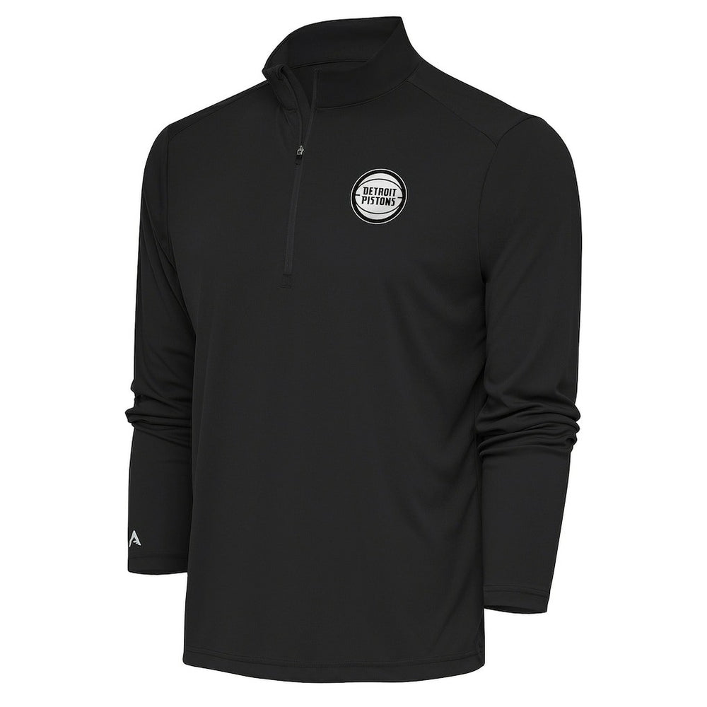NBA - Detroit Pistons Antigua Metallic Logo Tribute Quarter-Zip Pullover - Charcoal