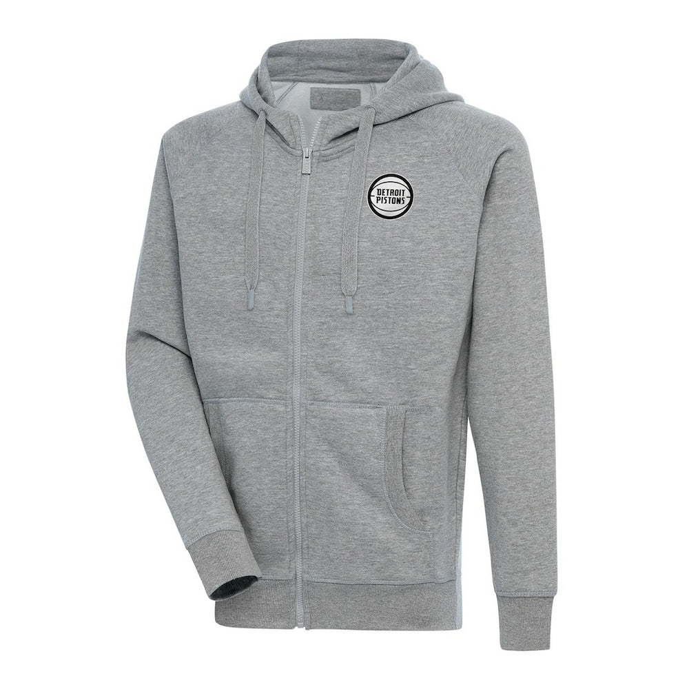 NBA - Detroit Pistons Antigua Metallic Logo Victory Raglan Full-Zip Hoodie - Heather Gray