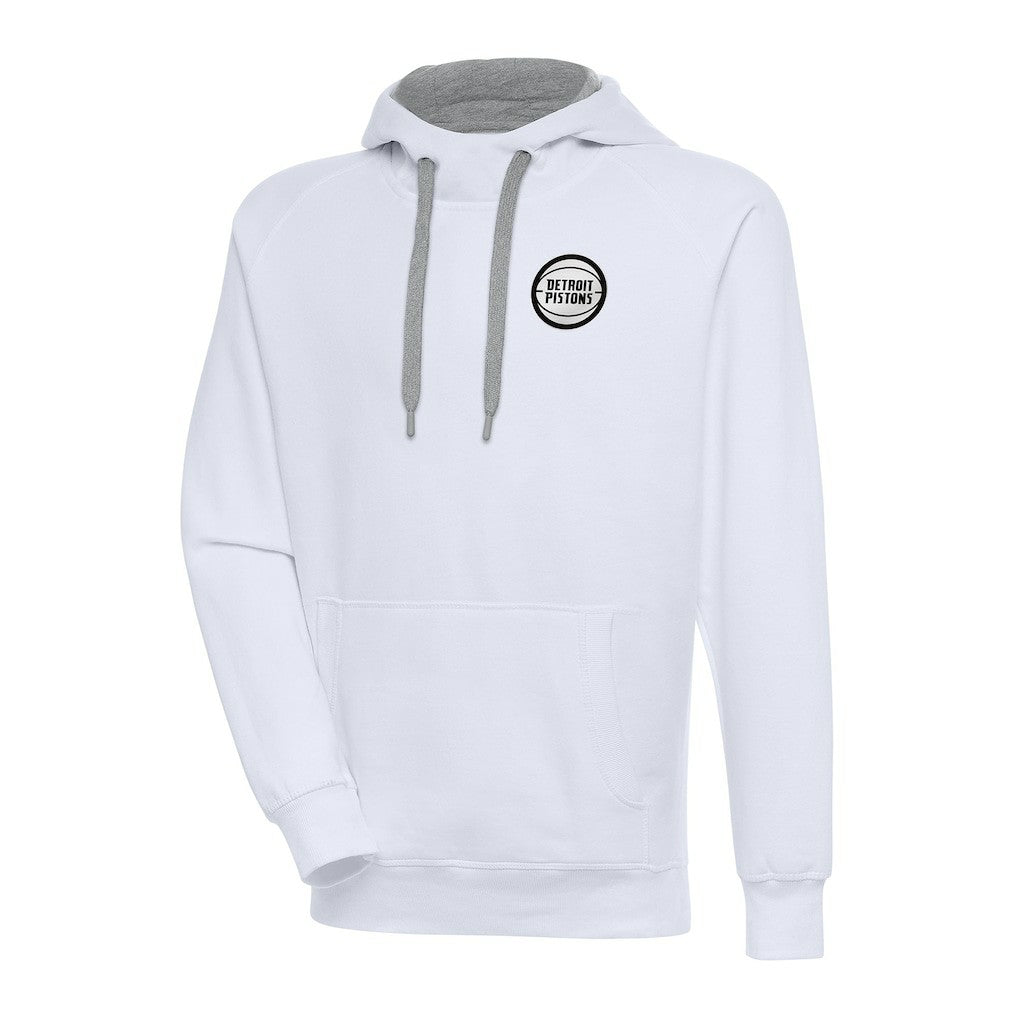 NBA - Detroit Pistons Antigua Metallic Logo Victory Pullover Hoodie - White