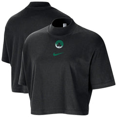 Nike - Boston Celtics Women's Courtside Mock Neck Loose Fit Cropped T-Shirt - Black