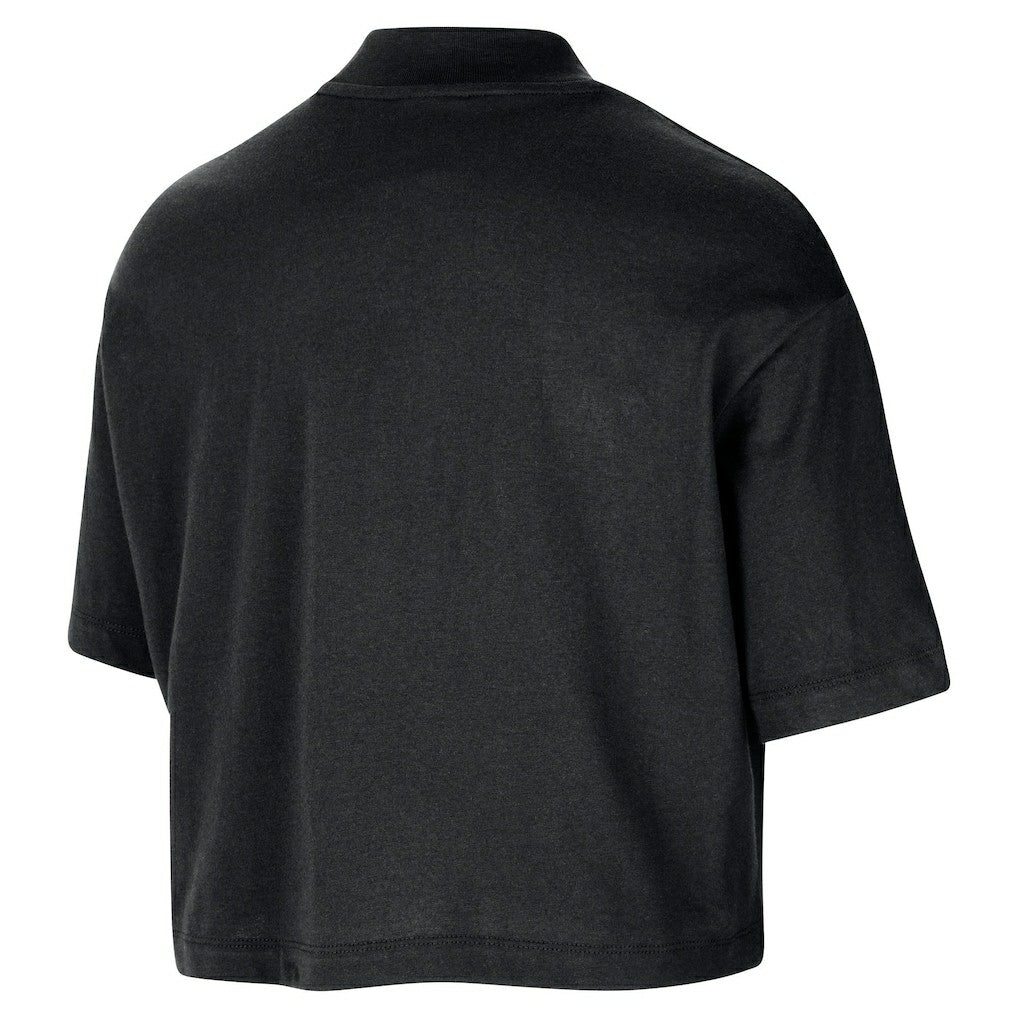 Nike - Boston Celtics Women's Courtside Mock Neck Loose Fit Cropped T-Shirt - Black