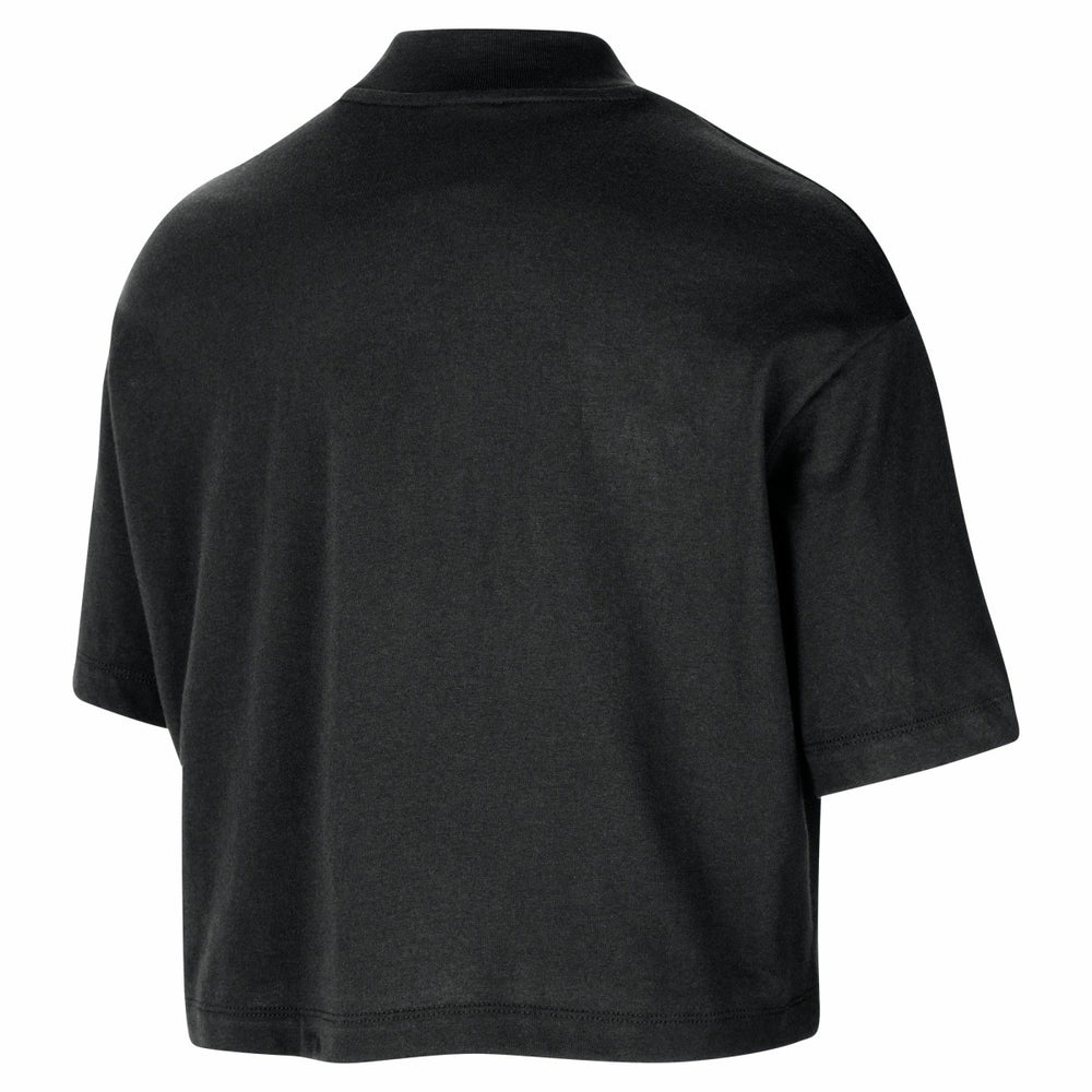 Nike - Los Angeles Lakers Women's Courtside Mock Neck Loose Fit Cropped T-Shirt - Black