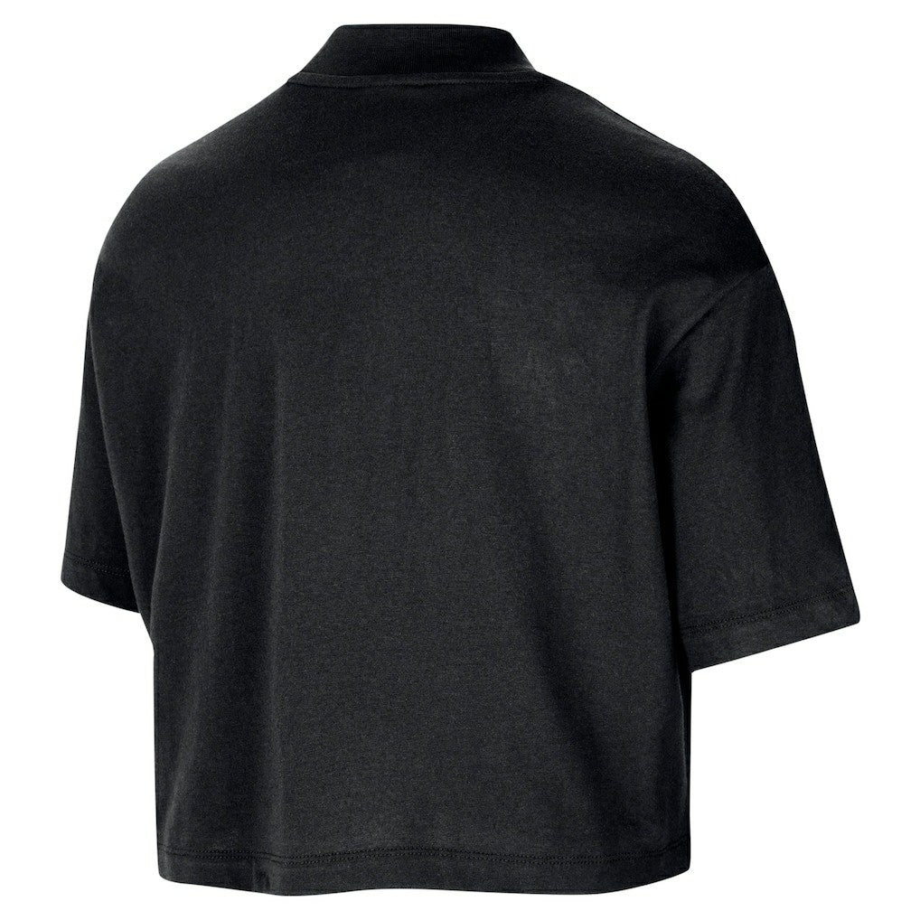 Nike - Chicago Bulls Women's Courtside Mock Neck Loose Fit Cropped T-Shirt - Black