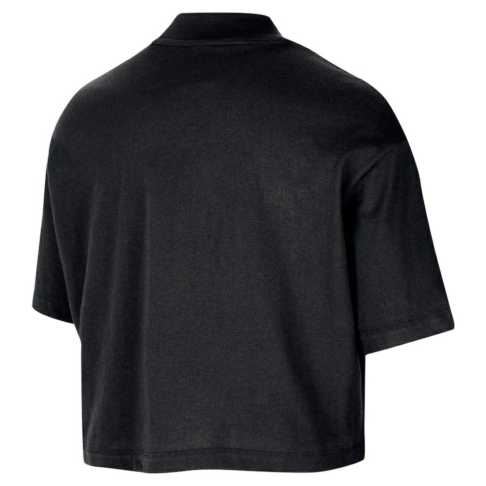 Nike - Chicago Bulls Women's Courtside Mock Neck Loose Fit Cropped T-Shirt - Black