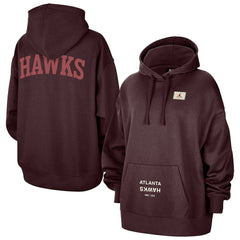 NBA - Atlanta Hawks Jordan Brand Women's Courtside Statement Edition Oversize Pullover Hoodie - Burgundy
