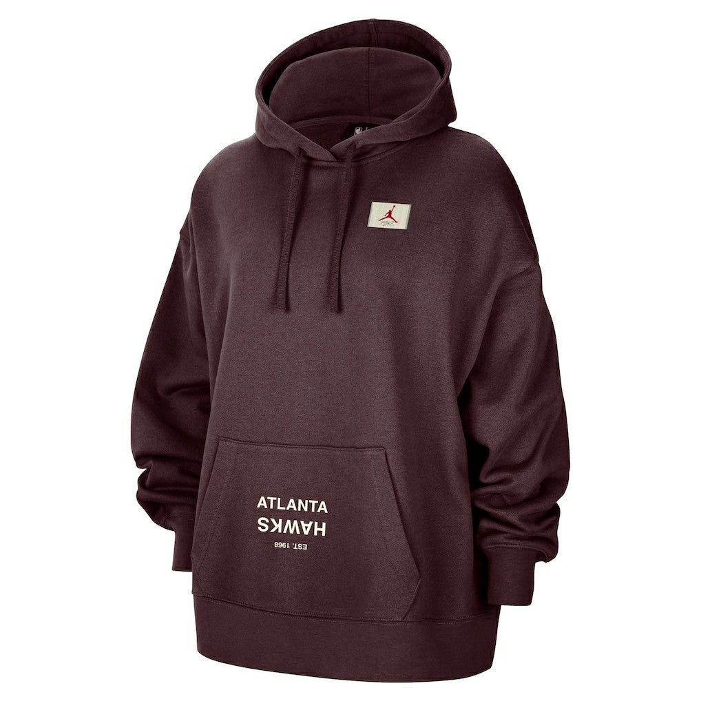 NBA - Atlanta Hawks Jordan Brand Women's Courtside Statement Edition Oversize Pullover Hoodie - Burgundy