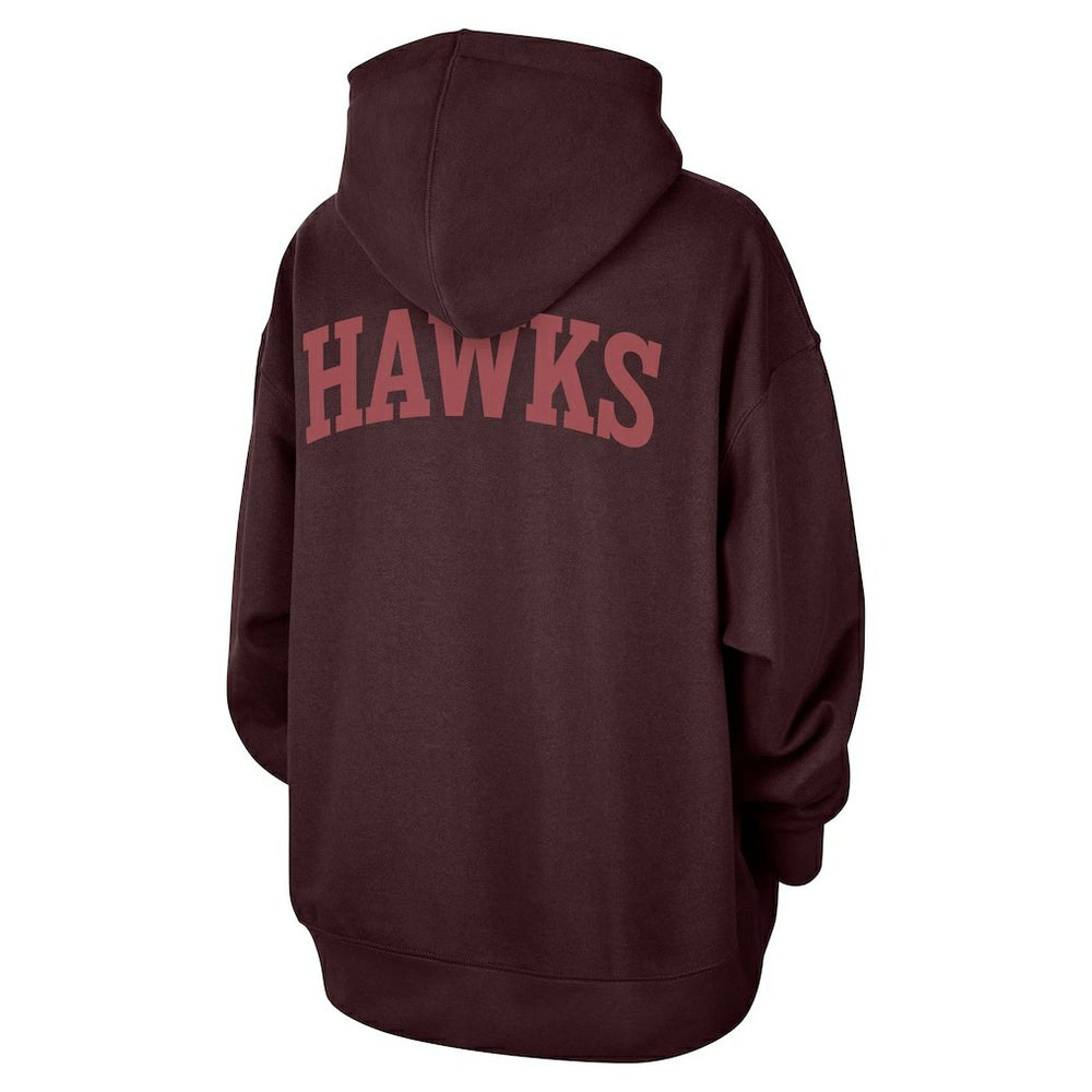 NBA - Atlanta Hawks Jordan Brand Women's Courtside Statement Edition Oversize Pullover Hoodie - Burgundy