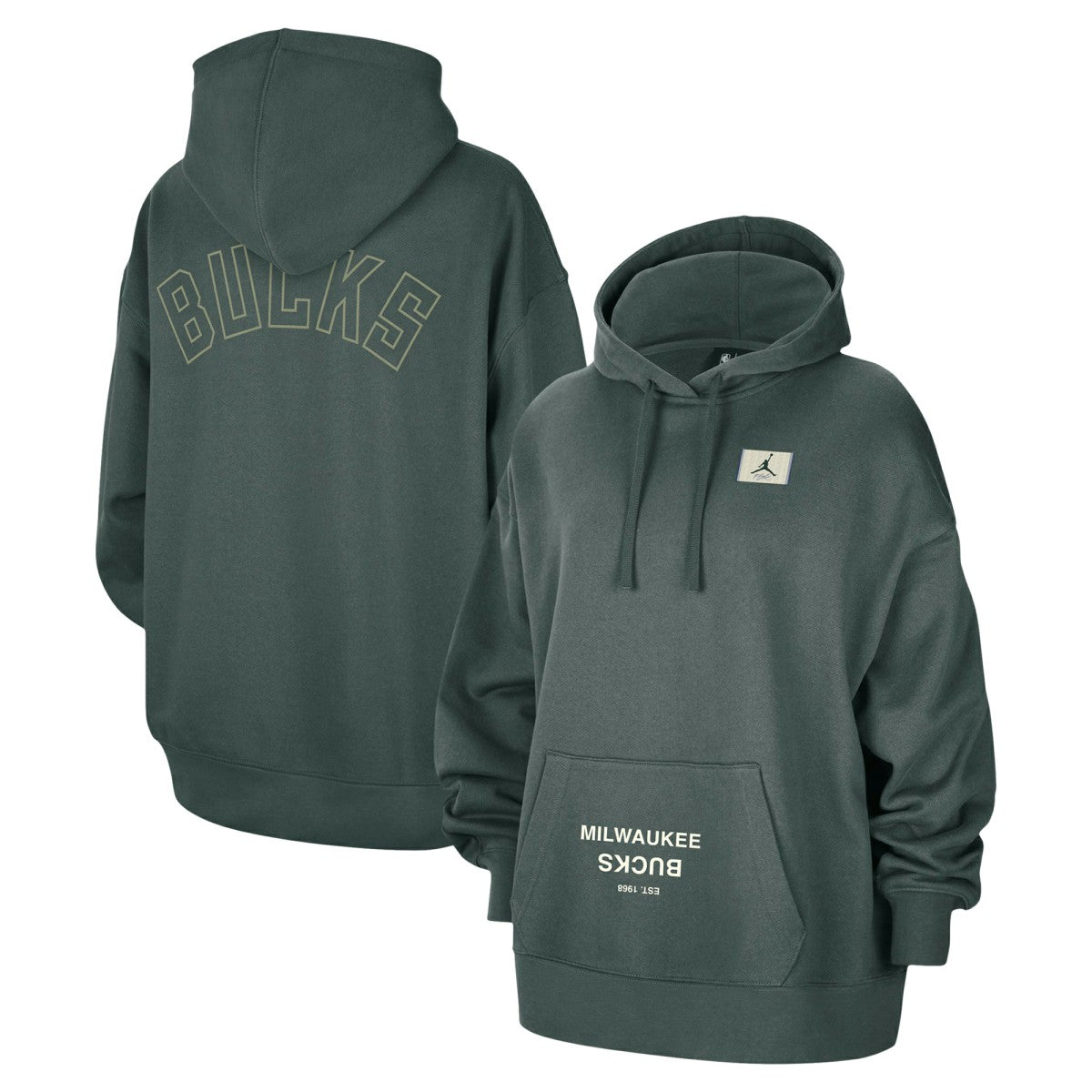 NBA - Milwaukee Bucks Jordan Brand Women's Courtside Statement Edition Oversize Pullover Hoodie - Green