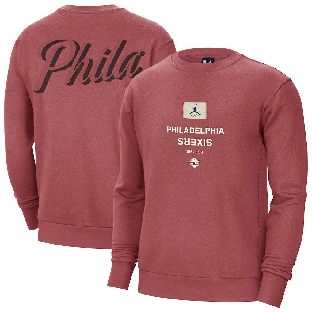NBA - Philadelphia 76ers Jordan Brand Courtside Statement Edition Heavyweight Pullover Sweatshirt - Red