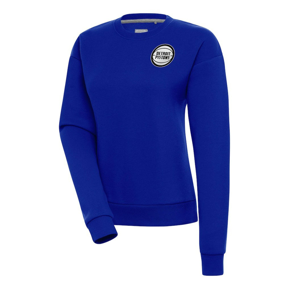 NBA - Detroit Pistons Antigua Women's Metallic Logo Victory Pullover Sweatshirt - Royal