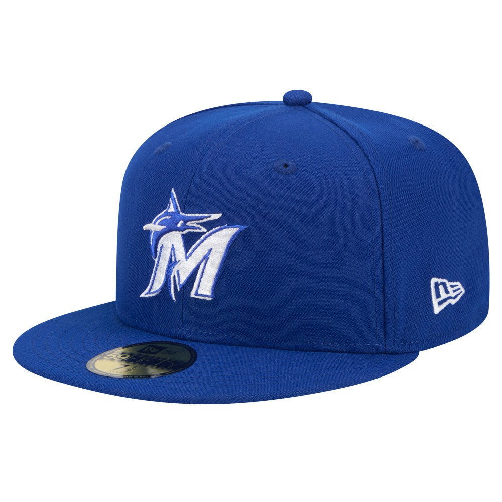 Miami Marlins New Era White Logo 59FIFTY Fitted Hat Lifestyle