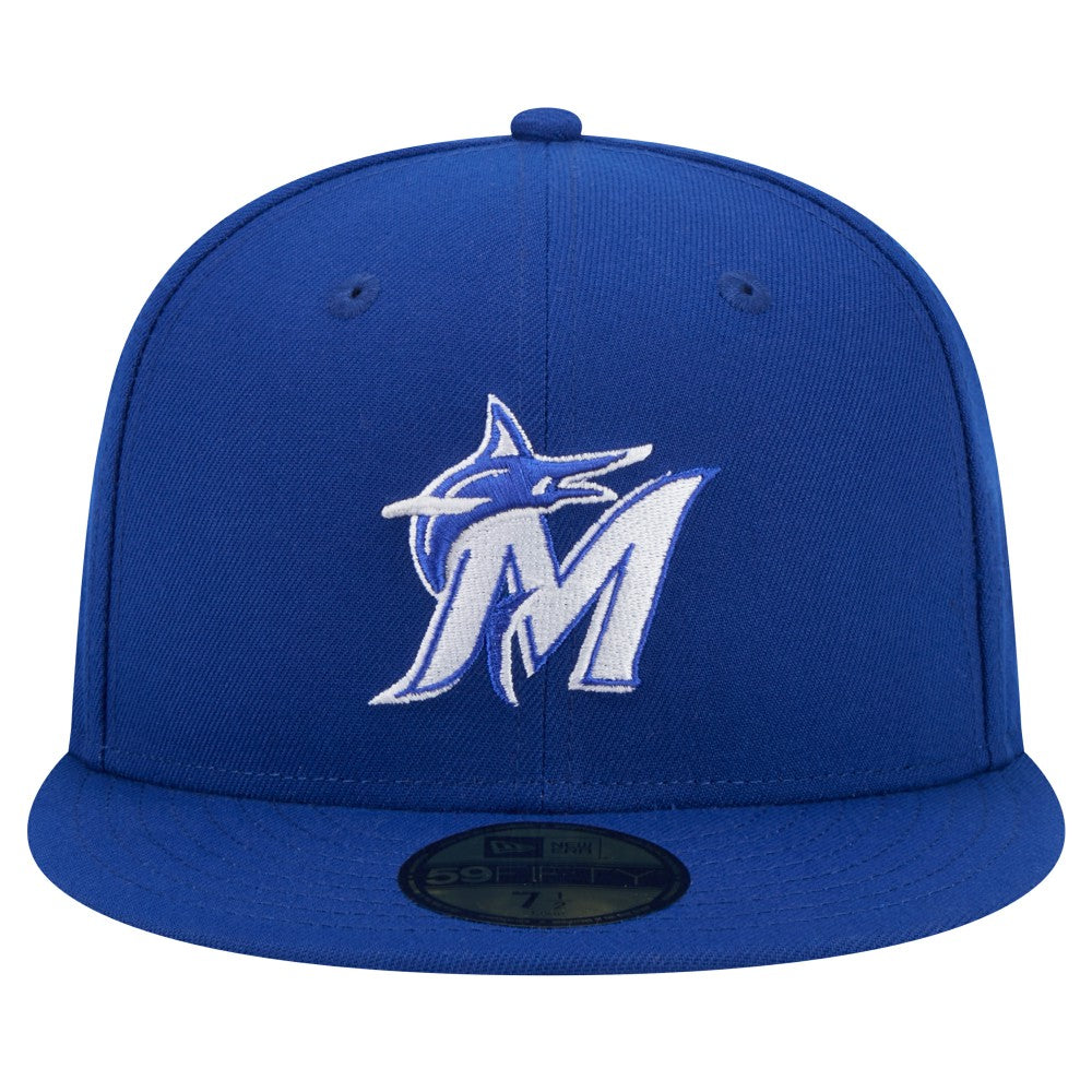 Miami Marlins New Era White Logo 59FIFTY Fitted Hat Lifestyle