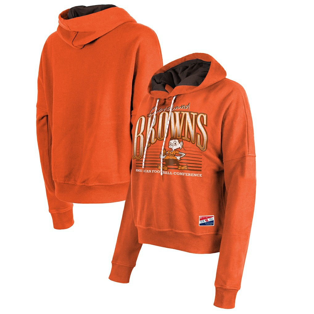Cleveland Browns New Era Women's Throwback Boxy Pullover Hoodie Orange - NFL