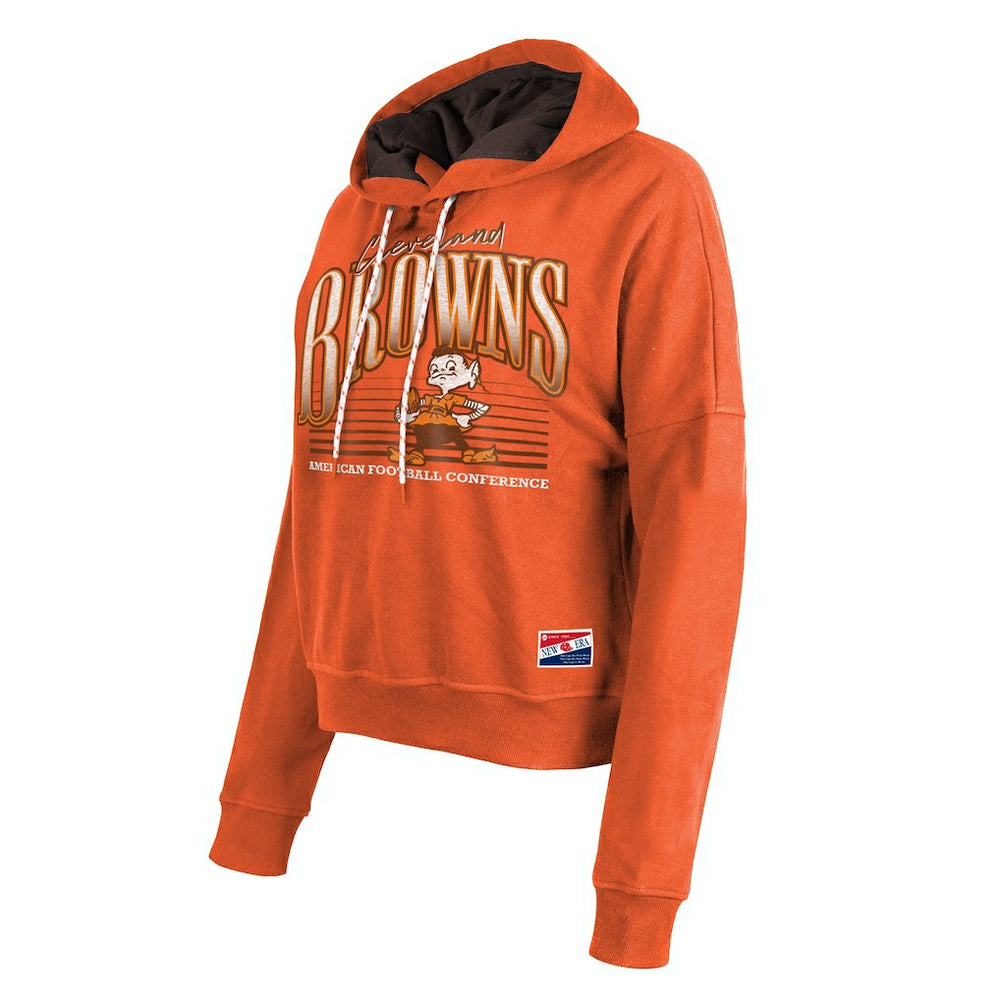 Cleveland Browns New Era Women's Throwback Boxy Pullover Hoodie Orange - NFL