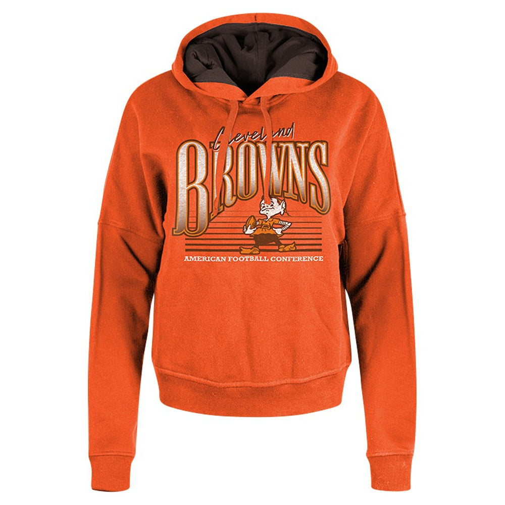 Cleveland Browns New Era Women's Throwback Boxy Pullover Hoodie Orange - NFL