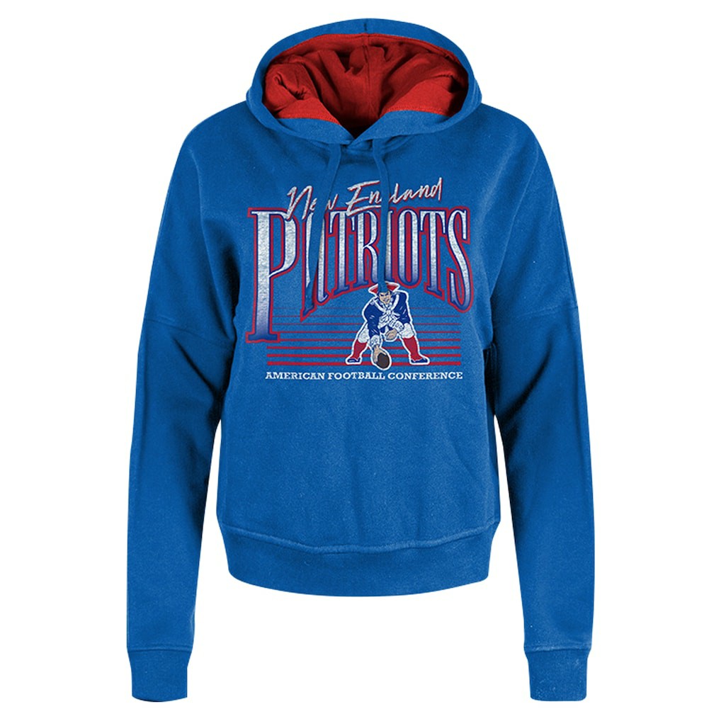 New England Patriots New Era Women's Throwback Boxy Pullover Hoodie Royal - NFL