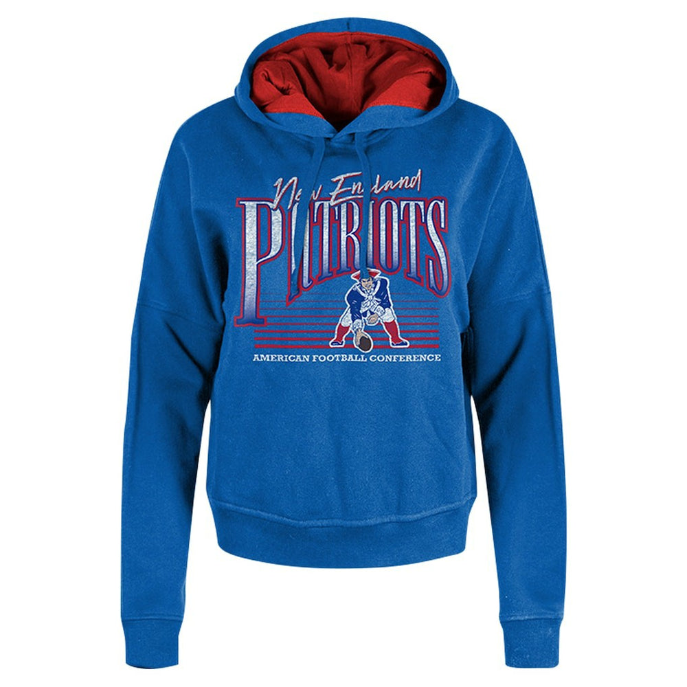 New England Patriots New Era Women's Throwback Boxy Pullover Hoodie Royal - NFL