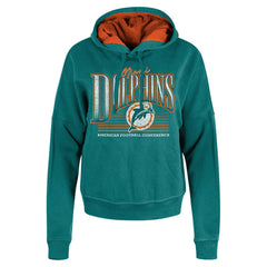 Miami Dolphins New Era Women's Throwback Boxy Pullover Hoodie Aqua - NFL
