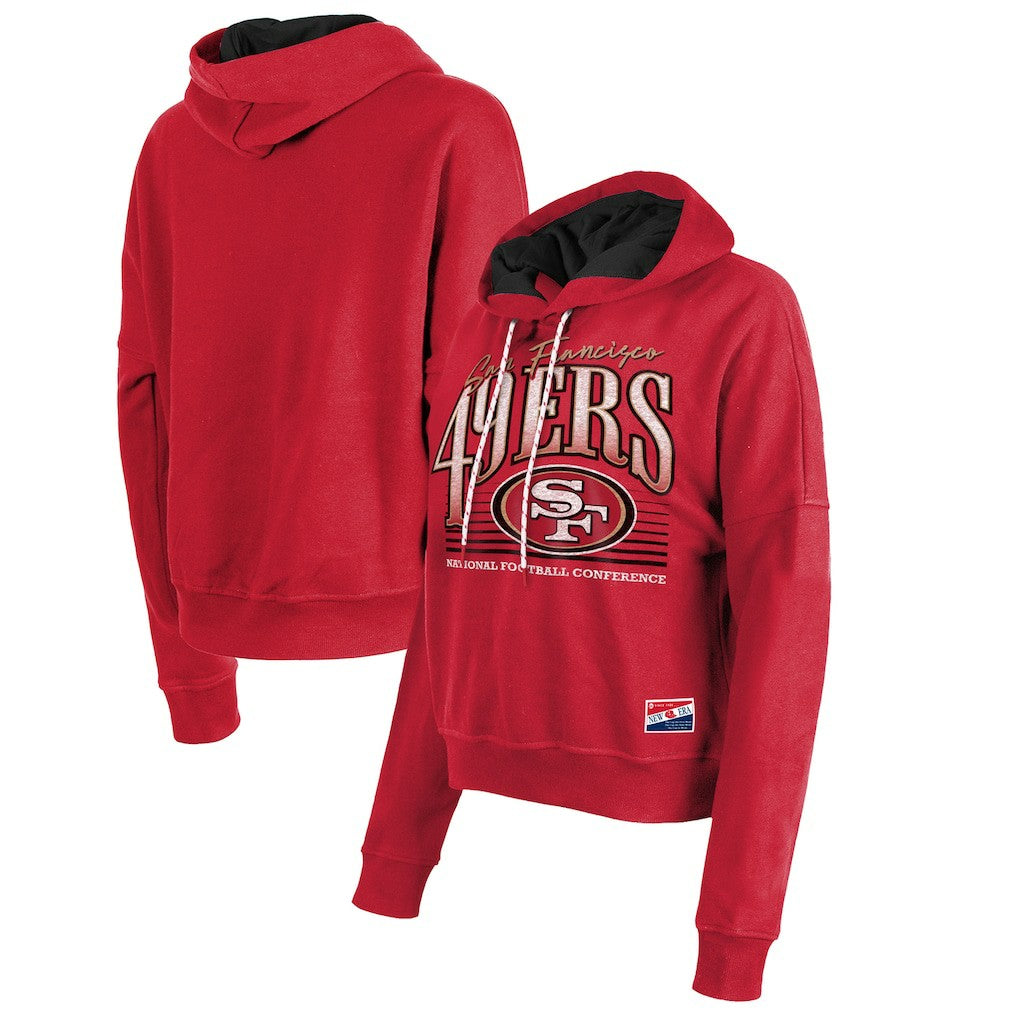 San Francisco 49ers New Era Women's Boxy Pullover Hoodie Scarlet - NFL