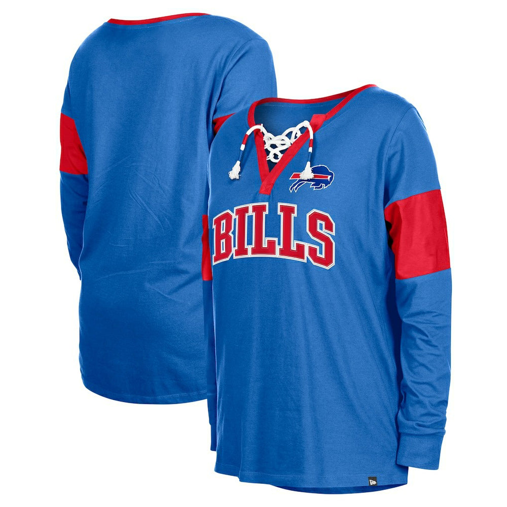 Buffalo Bills New Era Women's Lace-Up Notch-Neck Long Sleeve T-Shirt Royal - NFL